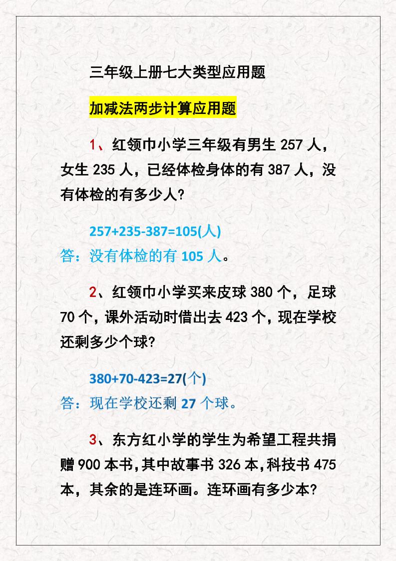 三上数学七大类型应用题-自学网资源