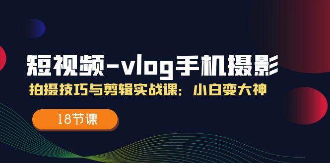 短视频-vlog手机摄影：拍摄技巧与剪辑实战课：小白变大神(18节课-AI网创