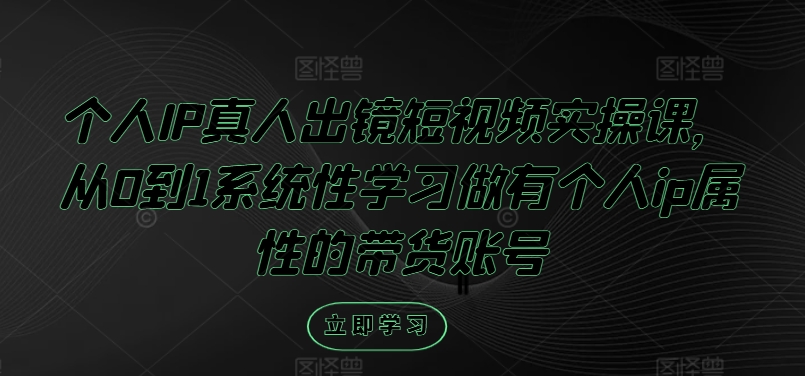 个人IP真人出镜短视频实操课，从0到1系统性学习做有个人ip属性的带货账号-AI网创