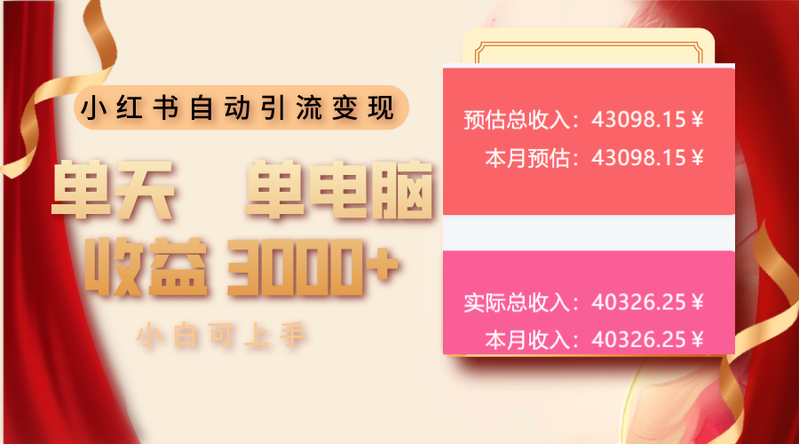 小红书自动引流变现 单天单电脑收益3000+  小白可上手-AI网创