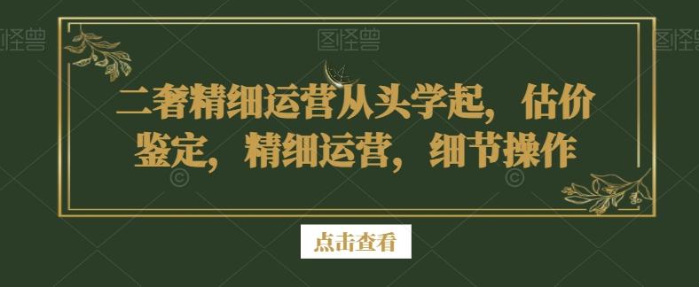 二奢精细运营从头学起，估价鉴定，精细运营，细节操作-AI网创