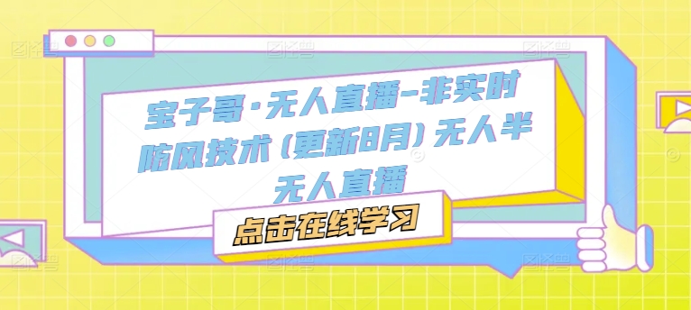 宝子哥·无人直播-非实时防风技术(更新8月)无人半无人直播-AI网创