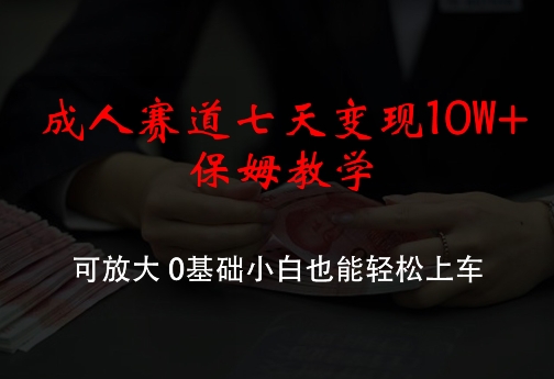 成人赛道七天变现10W+保姆教学，可放大，0基础小白也能轻松上车【揭秘】-AI网创