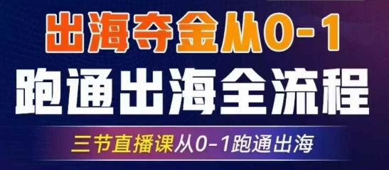 2025出海夺金从0-1跑通出海全流程，三节直播课从0-1跑通出海，教你用AI跑通全流程-AI网创