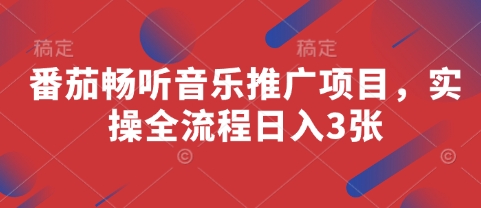 番茄畅听音乐推广项目，实操全流程日入3张-AI网创