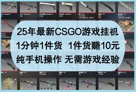 25年最新CSGO游戏挂G，1分钟1件货，1件货挣10元，纯手机操作，无需游戏经验【揭秘】-AI网创