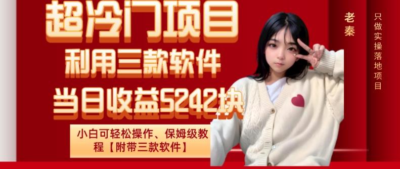 超冷门项目、利用三款软件、当日收益5242块、小白可轻松操作、保姆级教程【附带三款软件】-AI网创