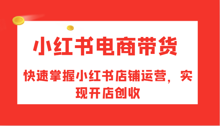 小红书电商带货，快速掌握小红书店铺运营，实现开店创收-AI网创