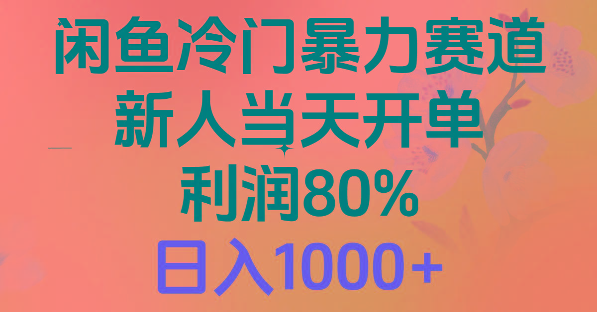 2024闲鱼冷门暴力赛道，新人当天开单，利润80%，日入1000+-AI网创