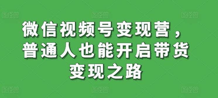 微信视频号变现营，普通人也能开启带货变现之路-AI网创