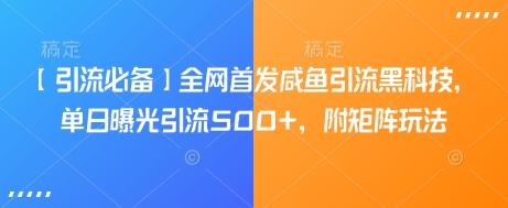 【引流必备】全网首发咸鱼引流黑科技，单日曝光引流500+，附矩阵玩法【揭秘】-AI网创