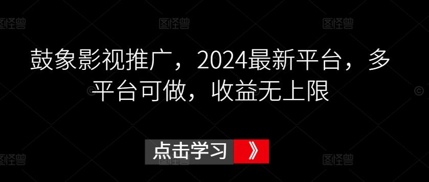 鼓象影视推广，2024最新平台，多平台可做，收益无上限【揭秘】-AI网创