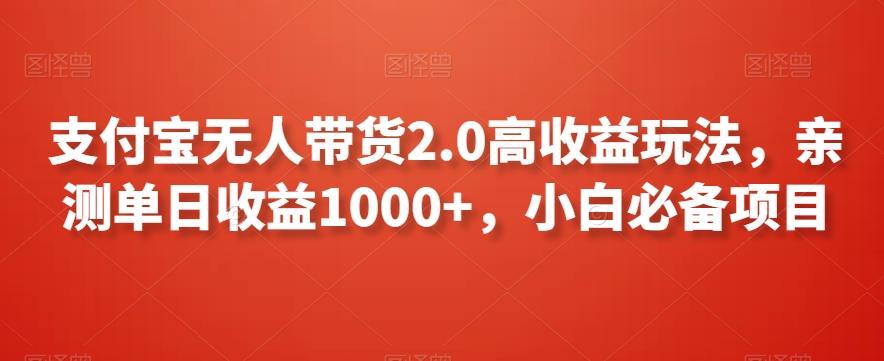 支付宝无人带货2.0高收益玩法，亲测单日收益1000+，小白必备项目【揭秘】-AI网创