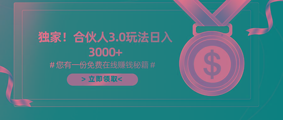 游戏合伙人3.0，日入3000+，无限扩大的蓝海项目-AI网创