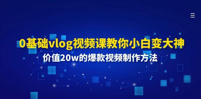 0基础vlog视频课教你小白变大神：价值20w的爆款视频制作方法-AI网创