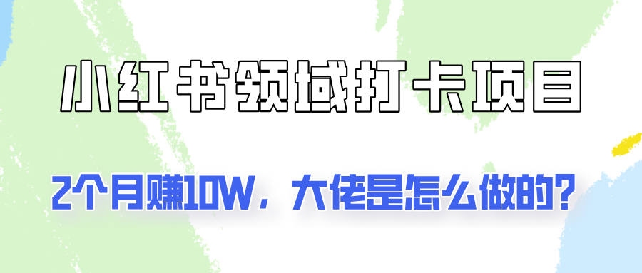 通过小红书领域打卡项目2个月赚10W，大佬是怎么做的？-AI网创