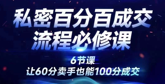 私密百分百成交流程线上训练营，绝对成交，让60分卖手也能100分成交-AI网创