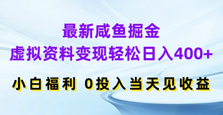 最新咸鱼掘金，虚拟资料变现，轻松日入400+，小白福利，0投入当天见收益【揭秘】-AI网创