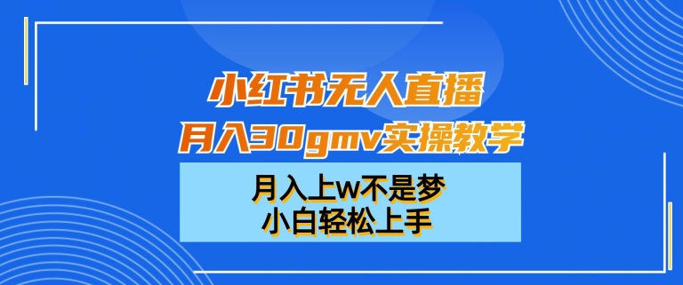 小红书无人直播月入30gmv实操教学，月入上w不是梦，小白轻松上手【揭秘】-AI网创