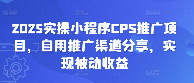 2025实操小程序CPS推广项目，自用推广渠道分享，实现被动收益-AI网创