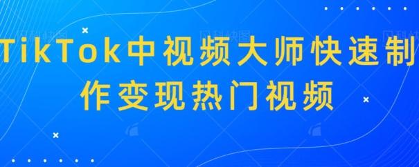 TikTok中视频大师快速制作变现热门视频-AI网创