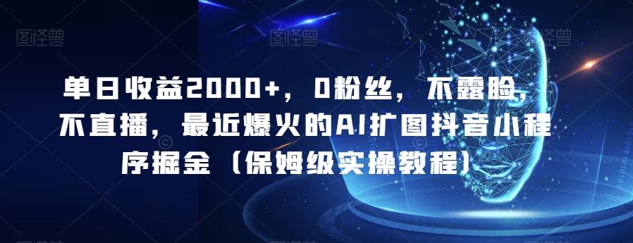 单日收益2000+，0粉丝，不露脸，不直播，最近爆火的AI扩图抖音小程序掘金（保姆级实操教程）-AI网创