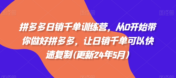 拼多多日销千单训练营，从0开始带你做好拼多多，让日销千单可以快速复制(更新25年4月)-AI网创