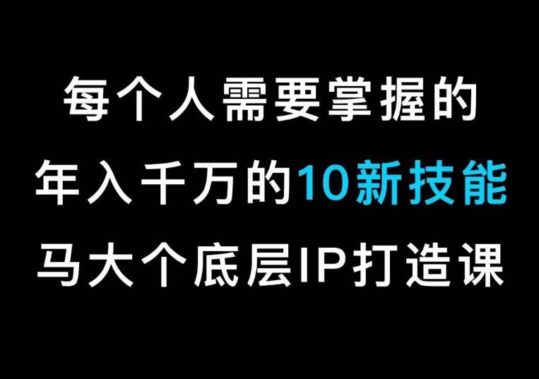 马大个的IP底层逻辑课，​每个人需要掌握的年入千万的10新技能，约会底层IP打造方法！-AI网创