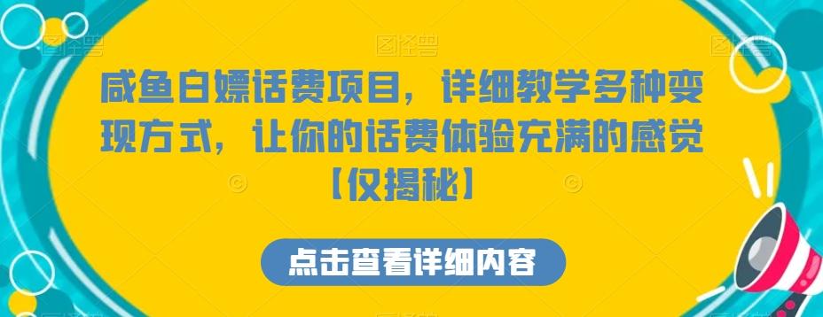 咸鱼白嫖话费项目，详细教学多种变现方式，让你的话费体验充满的感觉【仅揭秘】-AI网创