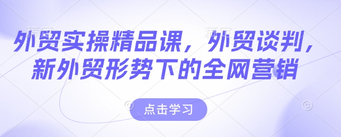 外贸实操精品课，外贸谈判，新外贸形势下的全网营销-AI网创