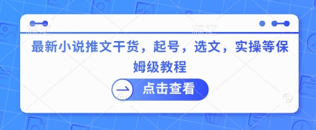 最新小说推文干货，起号，选文，实操等保姆级教程-AI网创