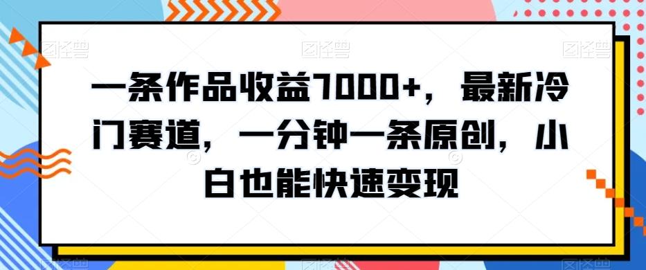 一条作品收益7000+，最新冷门赛道，一分钟一条原创，小白也能快速变现-AI网创
