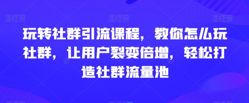 玩转社群引流课程，教你怎么玩社群，让用户裂变倍增，轻松打造社群流量池-AI网创