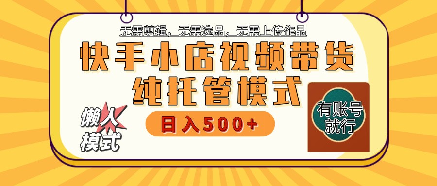 快手小店托管代运营 全程无需操作 二八分成 月入5000+-AI网创