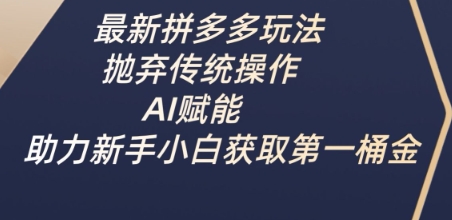最新拼多多玩法，抛弃传统操作，AI赋能，助力新手小白获取第一桶金-AI网创