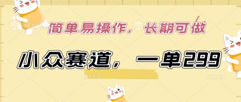 小众赛道，一单299.简单易操作，长期可做【揭秘】-AI网创