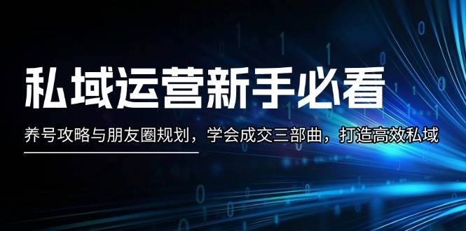 私域运营新手必看：养号攻略与朋友圈规划，学会成交三部曲，打造高效私域-AI网创