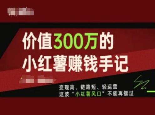 价值300万的小红书赚钱手记，变现高、链路短、轻运营，这波“小红薯风口”不能再错过-AI网创