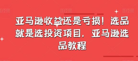 亚马逊收益还是亏损！选品就是选投资项目，亚马逊选品教程-AI网创