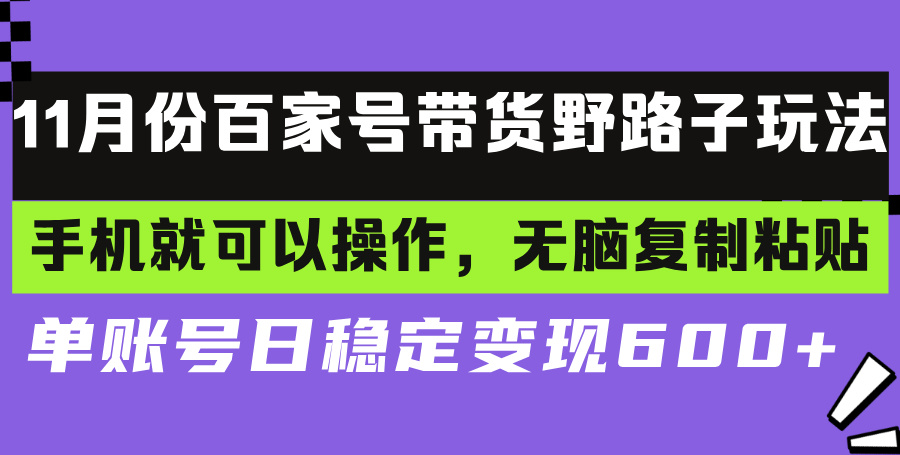百家号带货野路子玩法 手机就可以操作，无脑复制粘贴 单账号日稳定变现…-AI网创