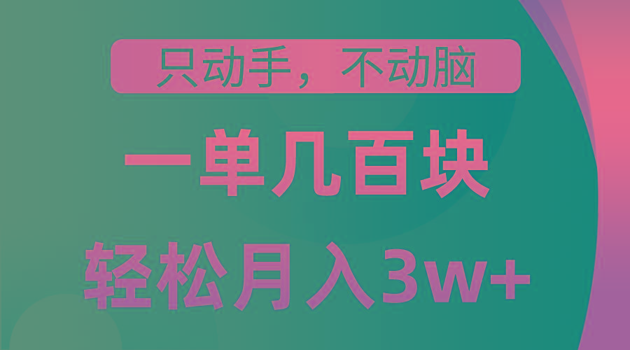 只动手不动脑，一单几百块，轻松月入3w+，看完就能直接操作，详细教程-AI网创