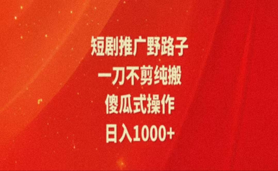 暑假风口项目，短剧推广全新玩法，一刀不剪纯搬运，轻松日入1000+-AI网创