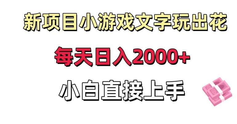 新项目小游戏文字玩出花日入2000+，每天只需一小时，小白直接上手【揭秘】-AI网创