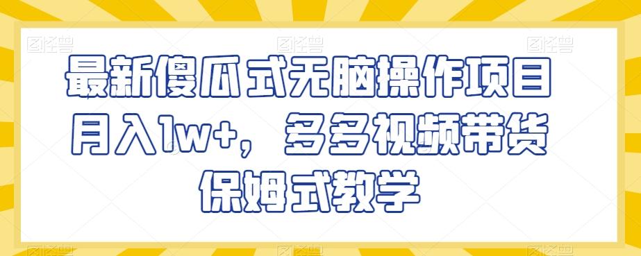 最新傻瓜式无脑操作项目月入1w+，多多视频带货保姆式教学【揭秘】-AI网创