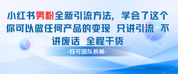 小红书男粉引流 学会了这个变现很容易，不讲废话全程针对男人的打法 全程干货-自学网资源