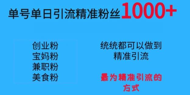 单号单日引流精准粉丝1000+，最为精准引流的方式-AI网创