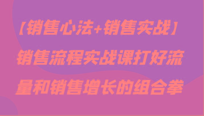 【销售心法+销售实战】销售流程实战课打好流量和销售增长的组合拳-AI网创