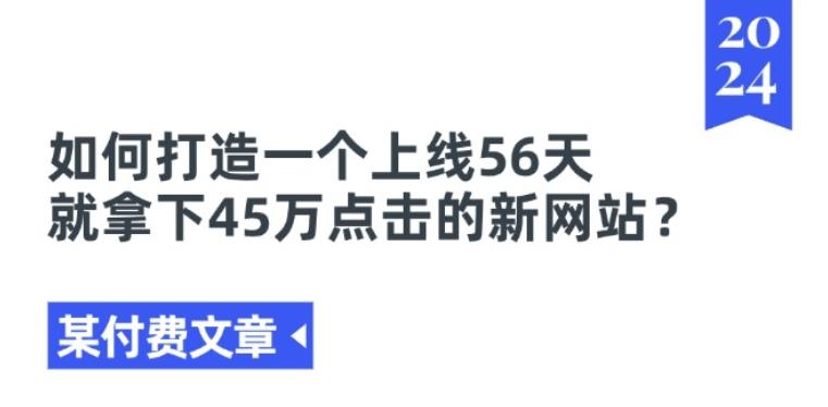 某付费文章《如何打造一个上线56天就拿下45万点击的新网站?》-AI网创