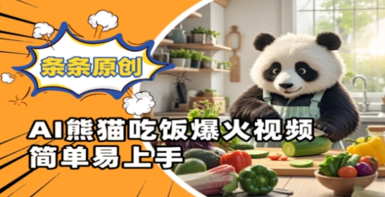 Ai熊猫吃饭爆火视频，条条原创，简单易上手-AI网创