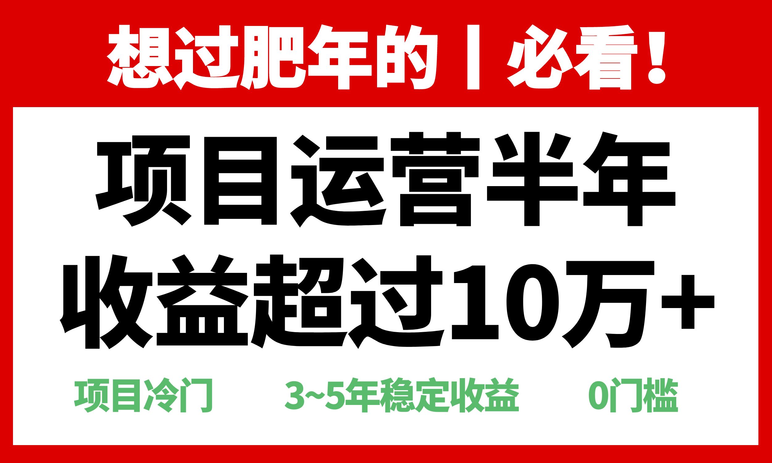 年前过肥年的必看的超冷门项目，半年收益超过10万+，-AI网创
